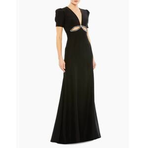 Ieena for Mac Duggal Rhinestone Cutout Sheath Gown Black #2630 Size 6 NWT